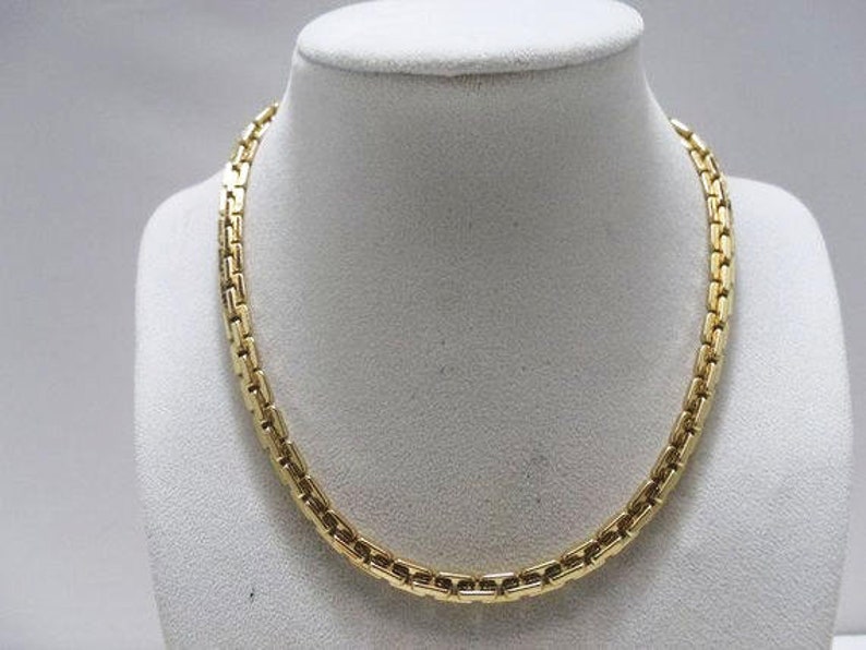 Articulate Gold Tone Demi Parure Monet Chunky Necklace With Matching Earrings Clip On Earrings