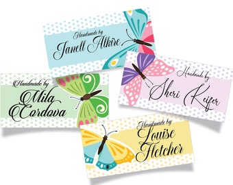 Custom Name Labels, Colorful Butterfly Art, Bright Designs, 2.25" Wide and 1.125" High, 28 Labels Per Sheet, Perfect Gift For Mom   SKU0011