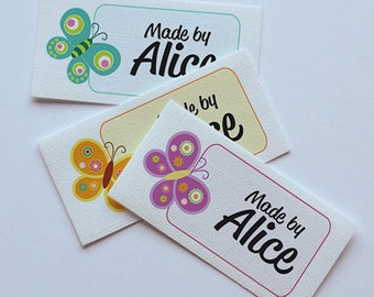 Ready-To-Go 2 x 1" Personalized Fabric Labels - 100% Cotton - Your Name - Four Styles and Colors - 10 Each Color - 40 Labels - Uncut