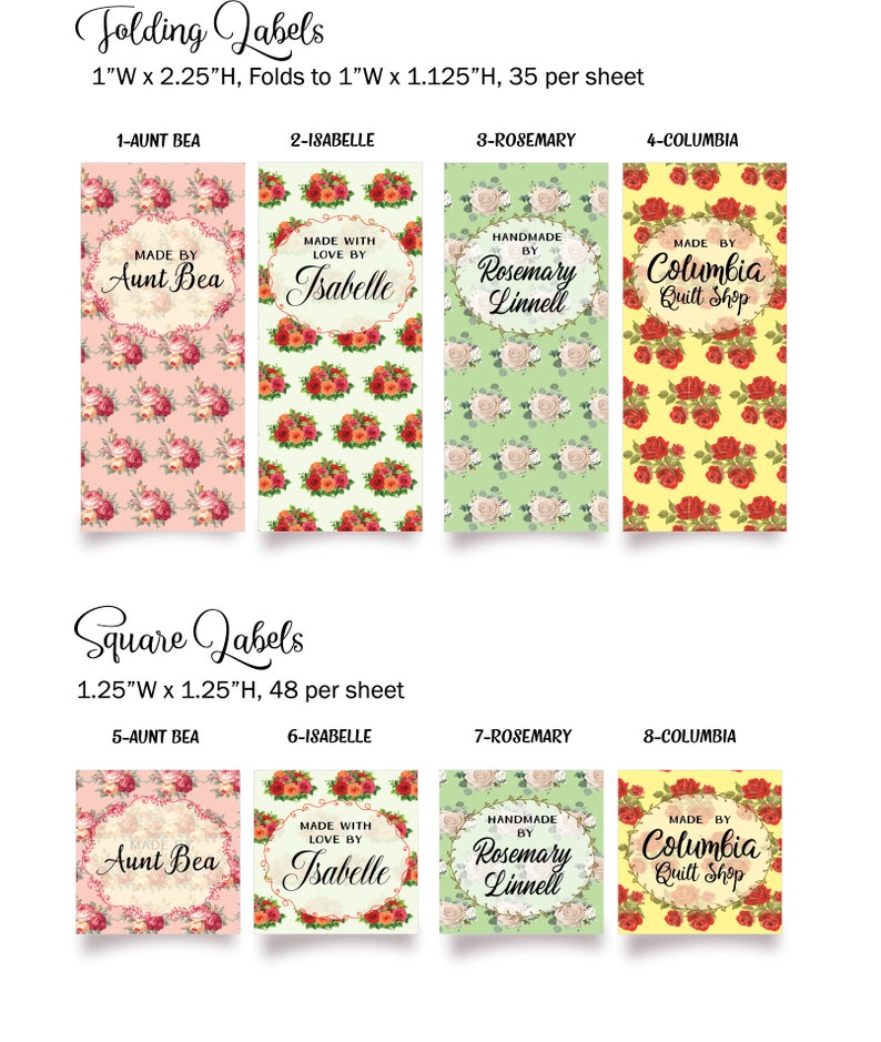 Foldover Custom Fabric Labels Tags Personalized Printed Etsy