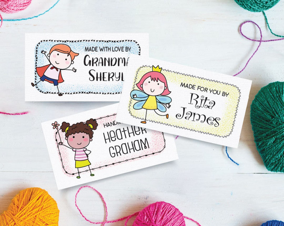 Custom Fabric Labels, Charming Children, Personalized, 2w X 1h, 40 per ...