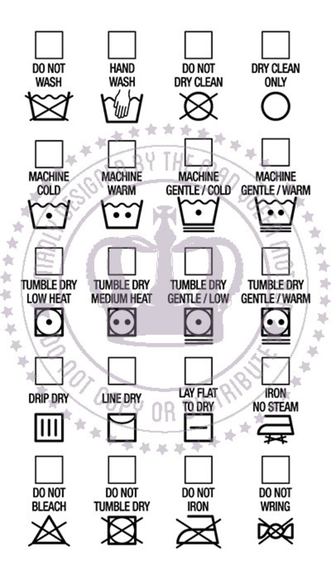 Printable Laundry Care Tags Elegant Vintage 2 X 3.5 Inches Etsy