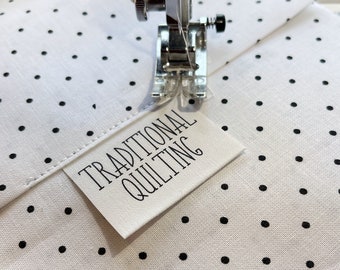 Fold-over Custom Fabric Labels Personalized With Your Name or Logo. These sewing tags fold and are 100% Cotton and fray resistant. Sew on.