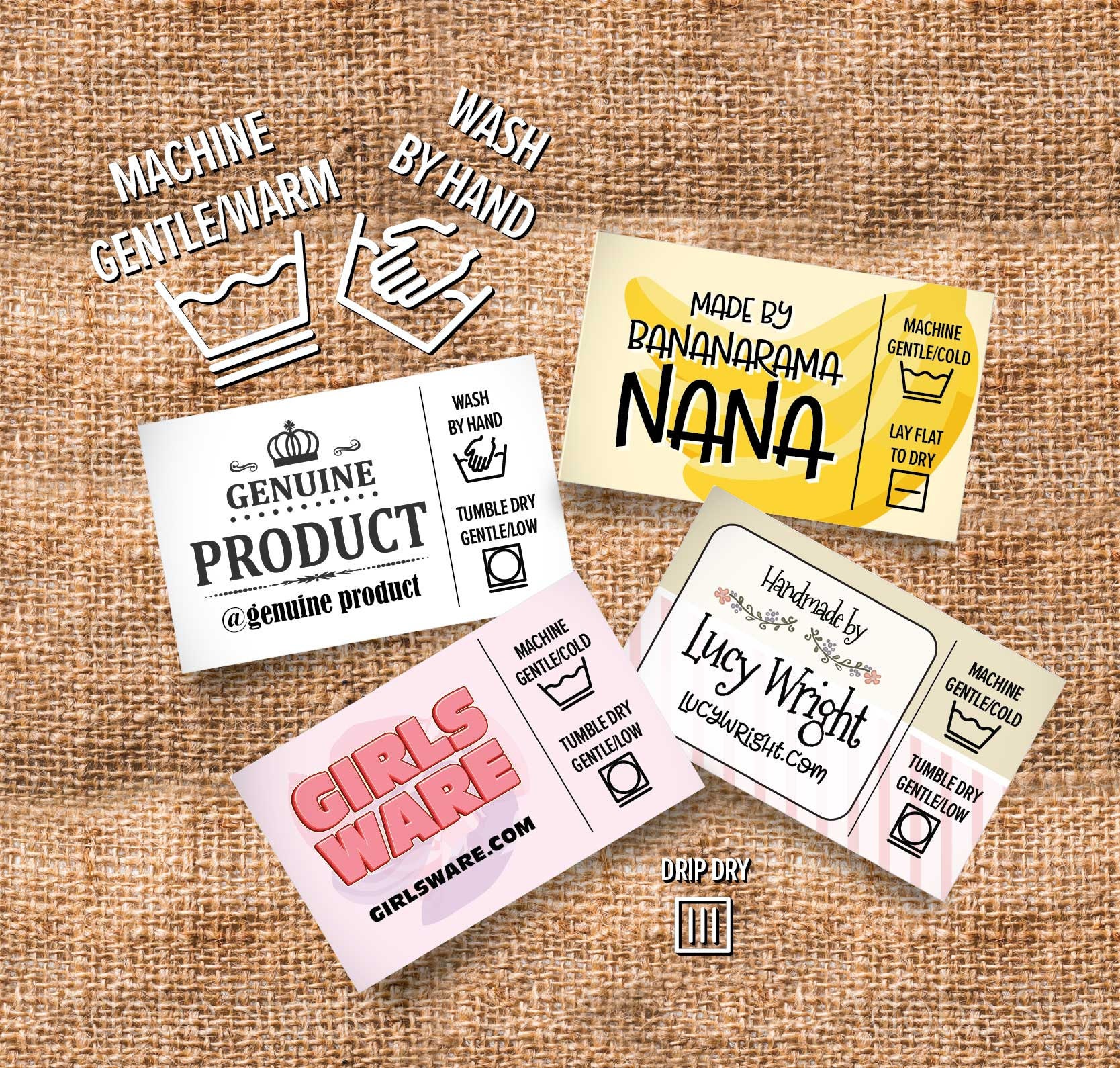 Your Logo, Your Name and Laundry Care Added, 30 Labels,  2"W x 1…