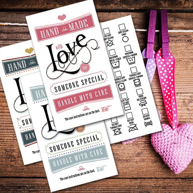 Printable Laundry Care Tags Elegant Vintage 2 X 3 5 Inches Etsy