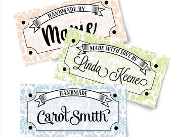 Print Your Name on Custom Fabric Labels, Custom Clothing Tags, Iron on or Sew On Craft Labels, 40 Labels Per Sheet,  Cotton, 2"W x 1"H PU003