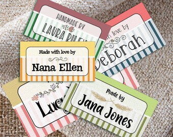 Flat Custom Fabric Labels ,  Sew-on Labels or Iron-on Labels,  24 Labels  2.25 x 1.25" , Place on Quilts, Clothing, Handmade Toys, or Gifts