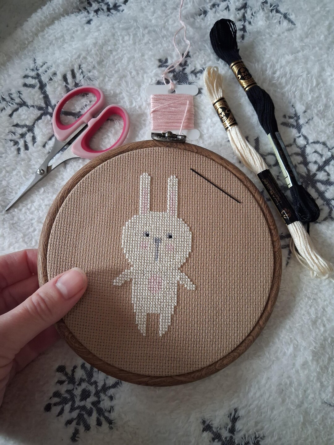 Bunny Rabbit Cross Stitch Pattern - Modern Nursery Decor (PDF Pattern ...