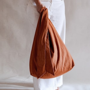 Rusty Brown Leinen Einkaufstasche DAILY, große Schultertasche, Leinen Oversize Tasche, Leinen Einkaufstasche, Frau Accessoires, Geschenk für sie für ihn.