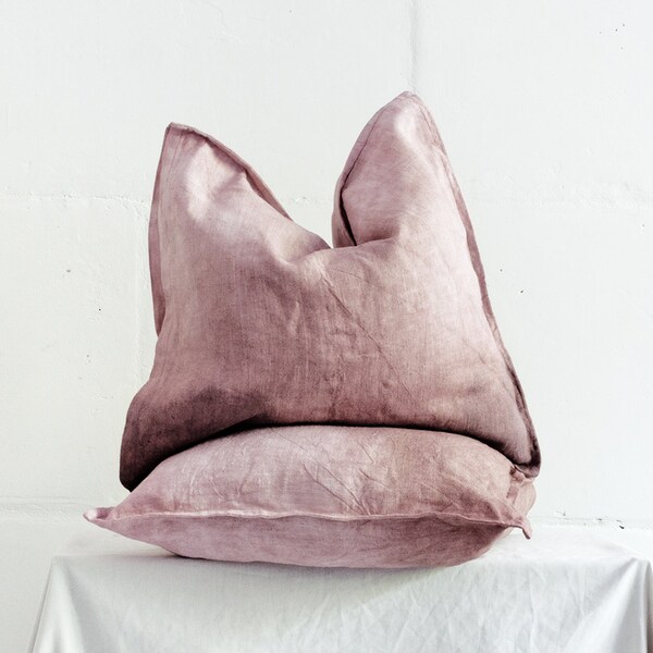 Linen Pillowcase Set of 2 / Decorative linen pillow covers / Pure Linen Pillow Case / Hand Dyed Linen Cushion / Throw Pillows.