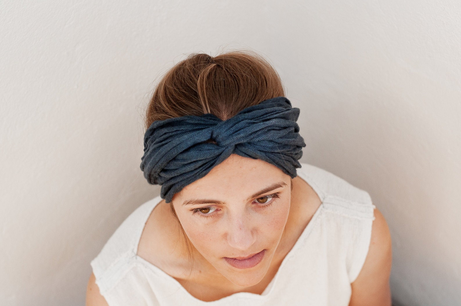 Deep Blue Linen Headband for Women Headwrap Gift Head Scarf Etsy