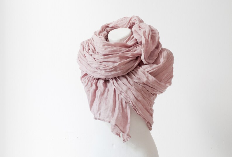 pink linen scarf