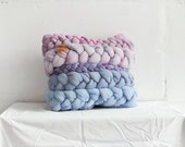 Pink "plait" pillowcase with red spots - dyed, decorative, handmade cushions.