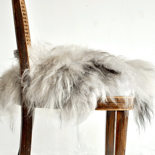 Sheepskin Chair Cover Gray -  40 x 40 Centimeters - Sheepskin Chair Throw Gray.