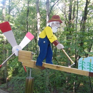gardening whirligig cedar, PT pine; painted, ready to mount - includes 16" mounting post