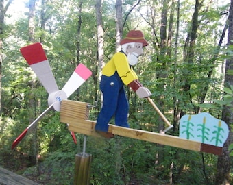 gardening whirligig cedar, PT pine; painted, ready to mount - includes 16" mounting post