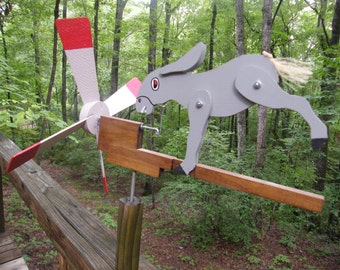 kicking mule whirligig cedar, PT pine; painted, ready to mount - includes 16" mounting post