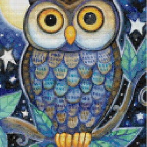 Night Owl Cross Stitch Pattern-Animals, Birds