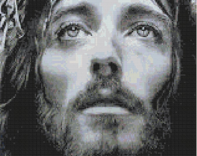 Jesus in Black and White Cross Stitch Pattern - Etsy