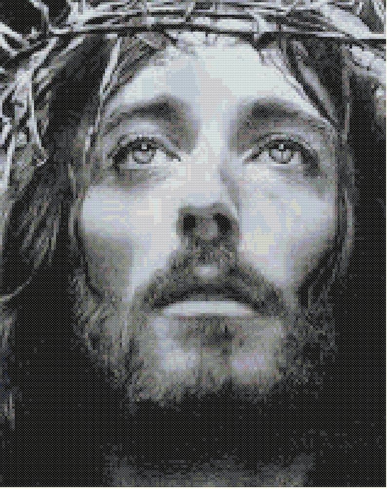Jesus in Black and White Cross Stitch Pattern - Etsy