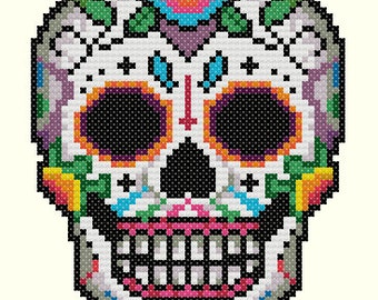 A FIESTA Forever Sugar Skull Cat and Bird cross stitch chart A FIESTA Forever Sugar Skull Cat and Bird cross stitch chart