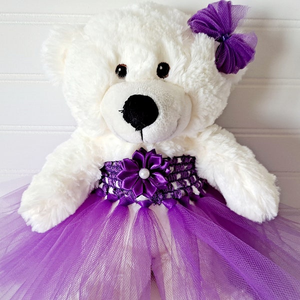 Flower Girl Gift, Tutu Teddy Bear, Junior Bridesmaid, Wedding Keepsake, Baptism/Christening, Birthday, Christmas Small 10" Off White Bear