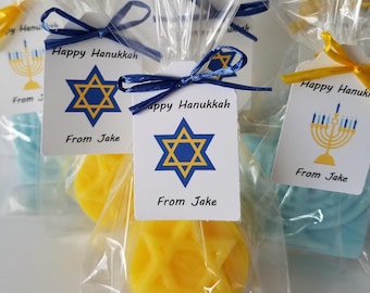 Hanukkah Soap, Kids Holiday Gift Favor with Personalized Tags, Scented Soap,  Menorah, Star of David, Sold in Sets of 10