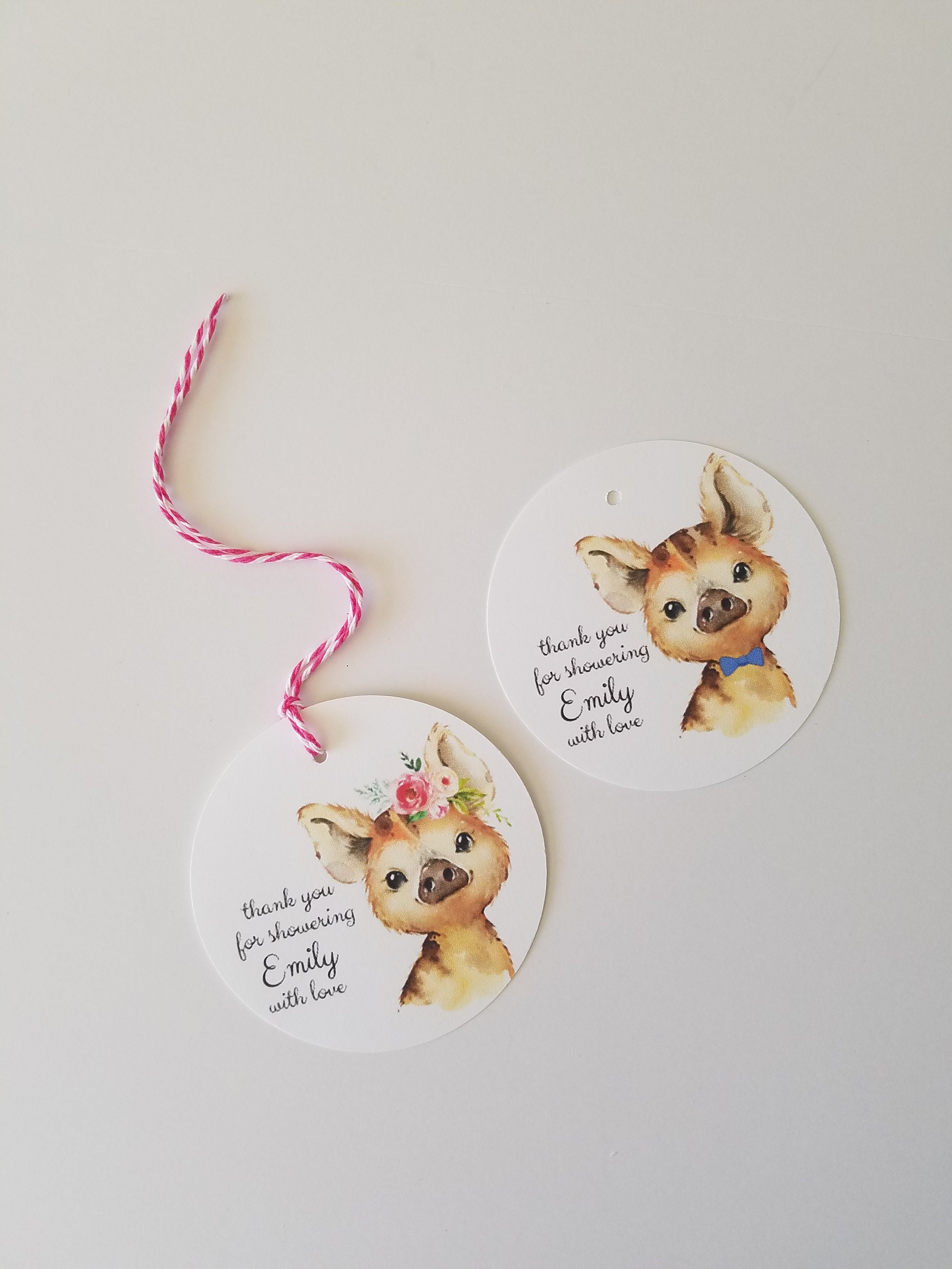 12 Wild Boar Pig Gift Tags w/Twine 3 Round Etsy