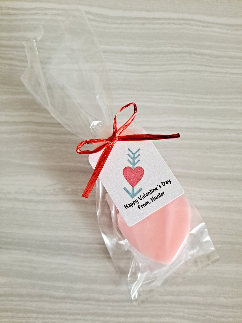 Heart Soaps, Personalized Kids Valentine's Day School Class Party Favors, Teacher Gift, Set of 12 Heart