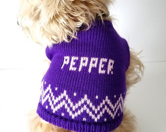 Chevron Stripe Personalized Dog Sweater, Pet Shirt, Dog Fashion Gift
