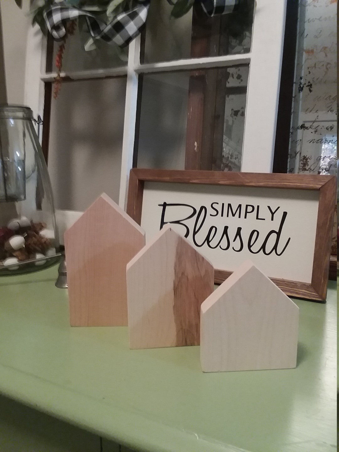 Mini House Shaped Wood Blocks / Sanded Wood Blocks / DIY House Etsy