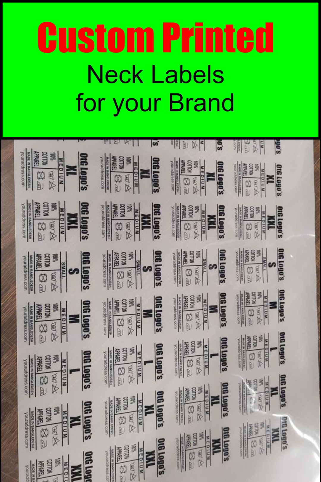 DTF Tagless Clothing Labels, Tagless Labels, Iron on Printed Labels