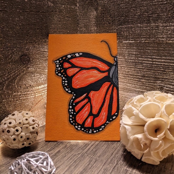Butterfly Mini Canvas Painting, Small country painting, Spring or Summer home accent, Farmhouse seasonal decor