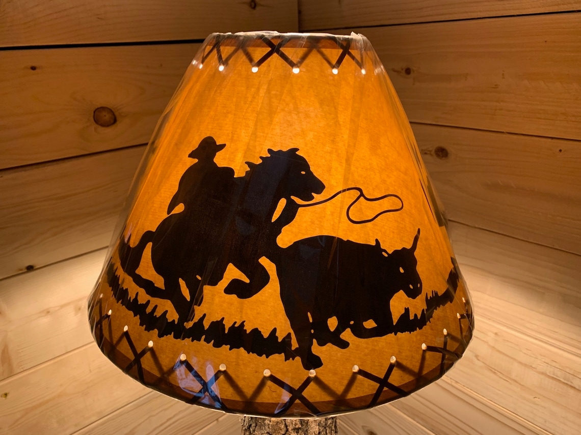 Rustic Oiled Kraft Laced Cowboy Lamp Shade 14 Etsy