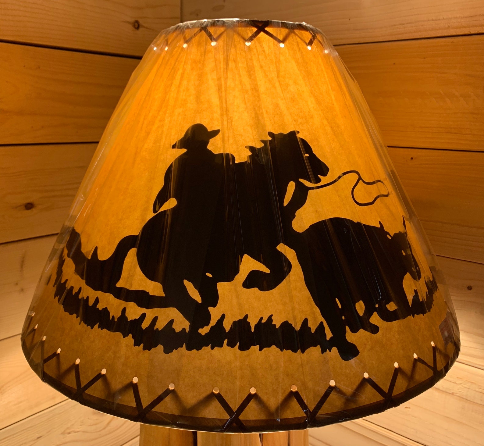 Rustic Oiled Kraft Laced Cowboy Lamp Shade 18 Etsy
