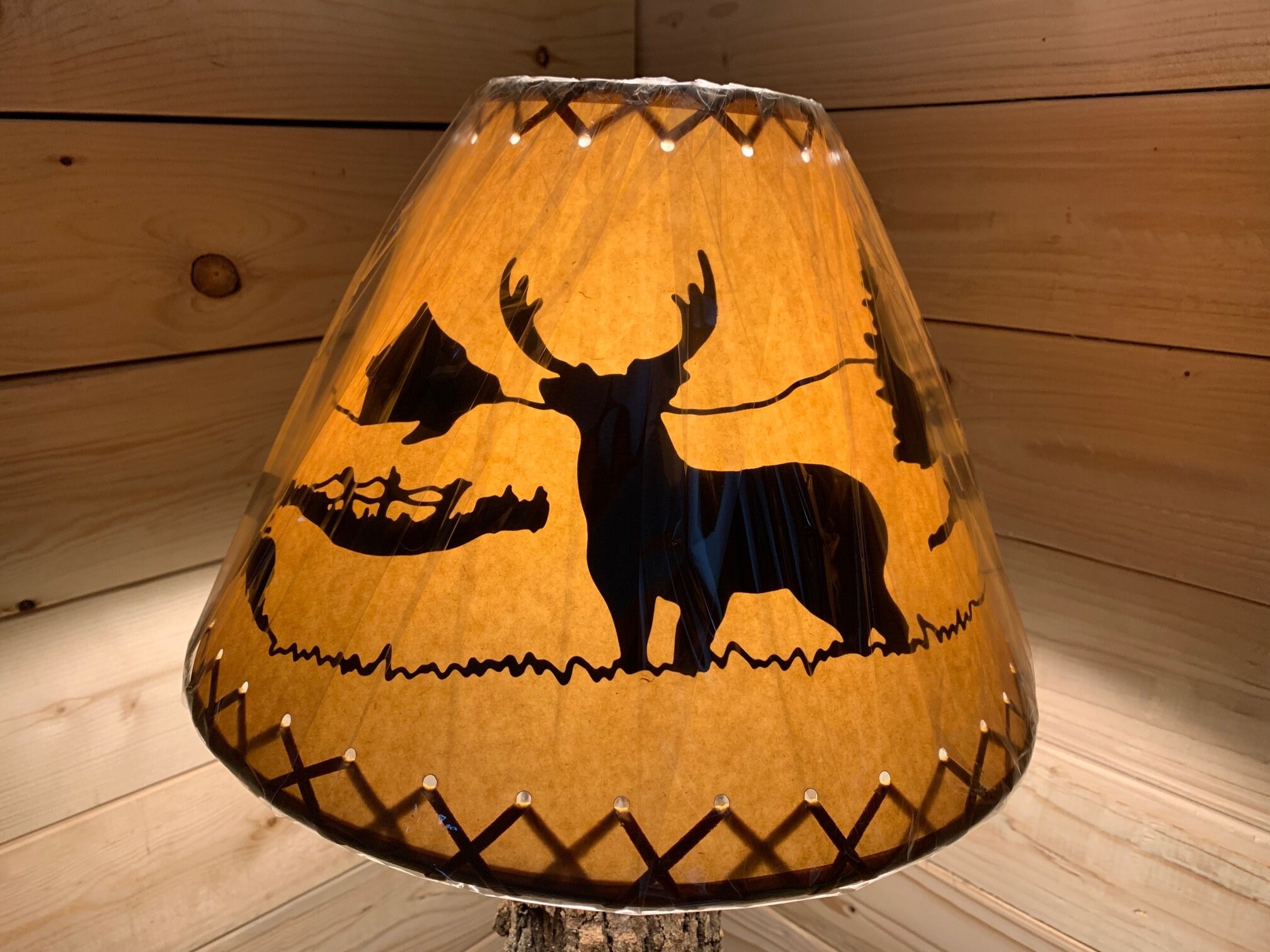 Rustic Oiled Kraft Laced Deer Lamp Shade 14 Etsy
