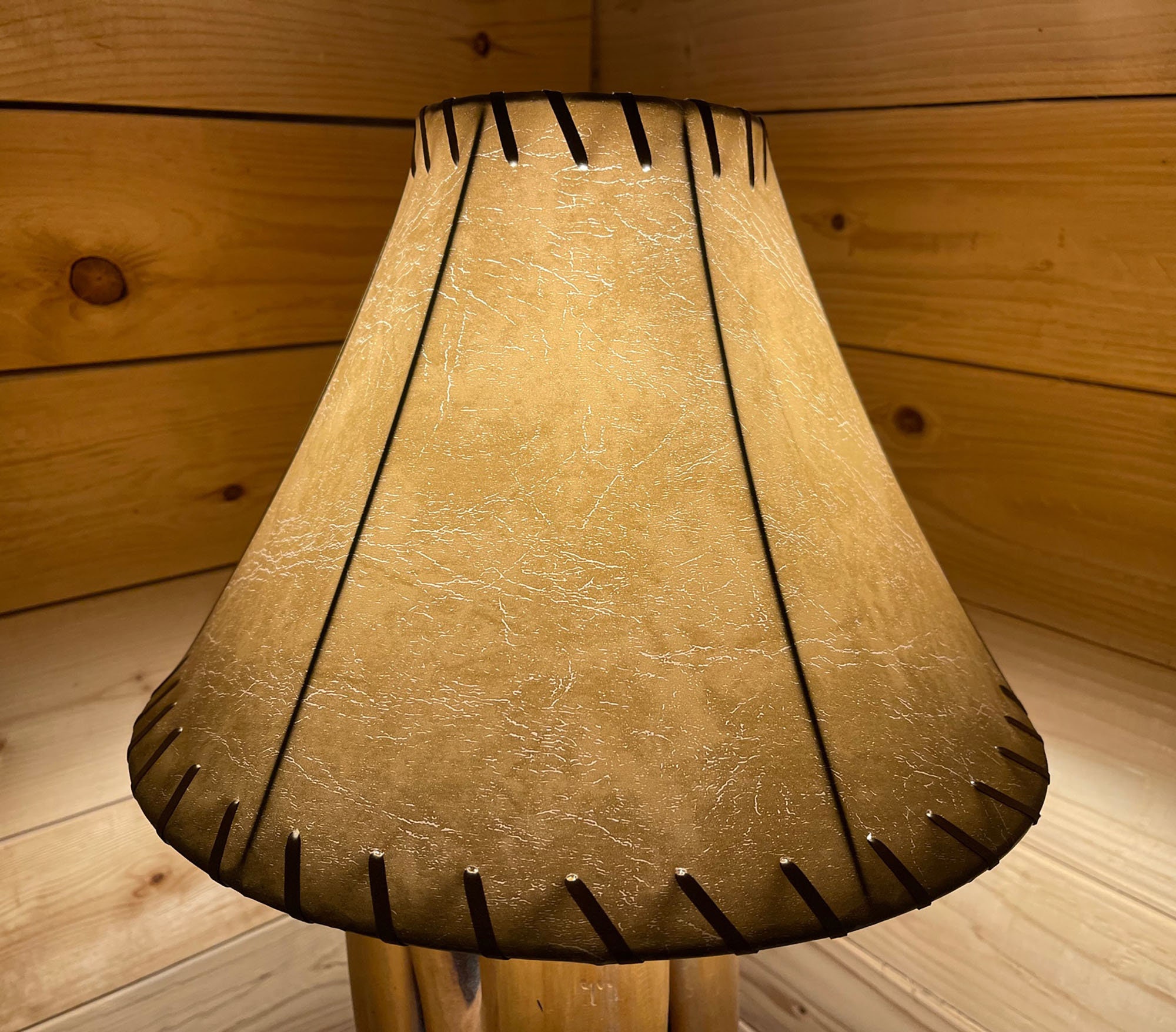 Rustic FAUX Leather Bell Lamp Shade - 14"