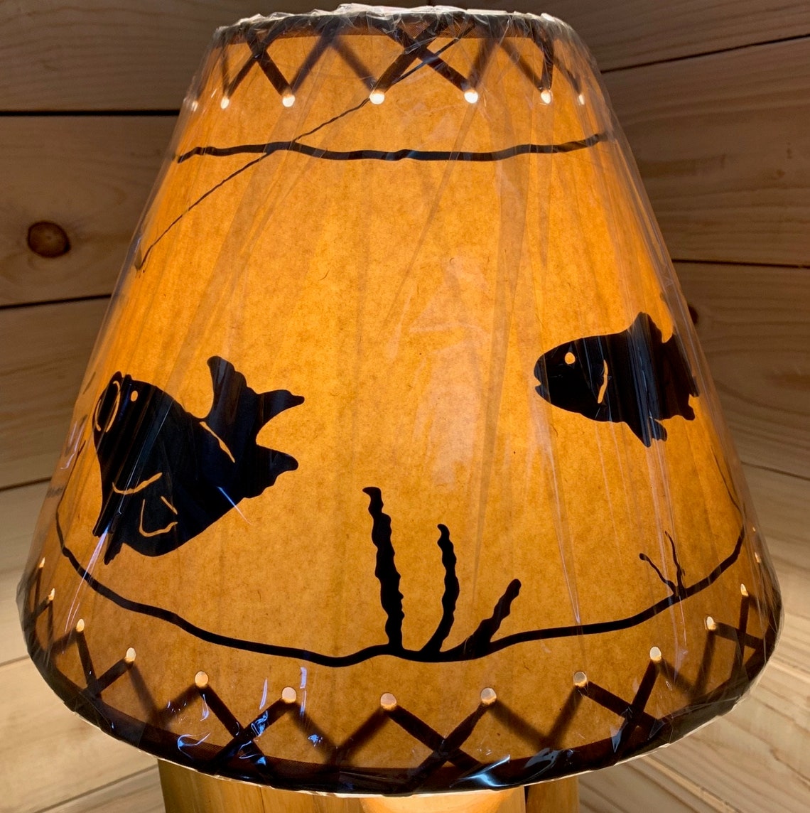 Rustic Oiled Kraft Laced Fish Lamp Shade 12 Etsy