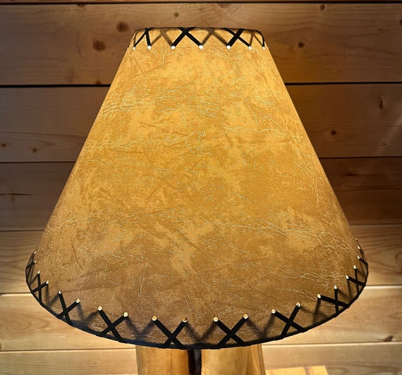 Rustic FAUX Leather Hardback Round Lamp Shade - 18"