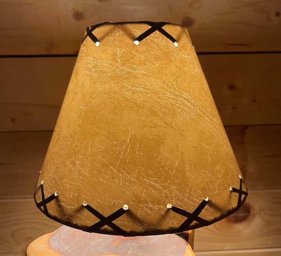Rustic Faux Leather Laced Clip-On Lamp Shade - 9"