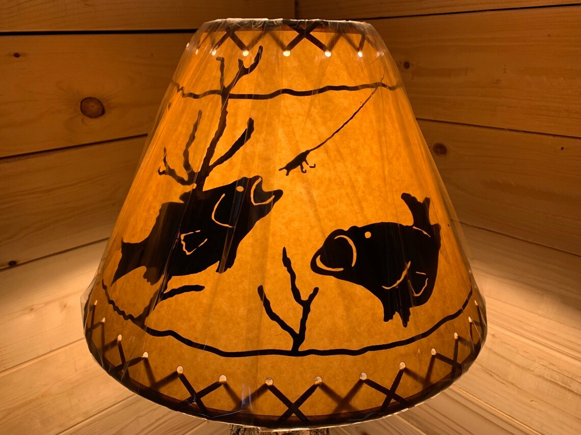 Rustic Oiled Kraft Laced Fish Lamp Shade 14 Etsy