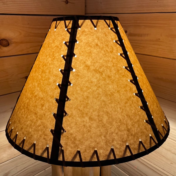 Rustic Double Laced Oiled Kraft Lamp Shade - 16"