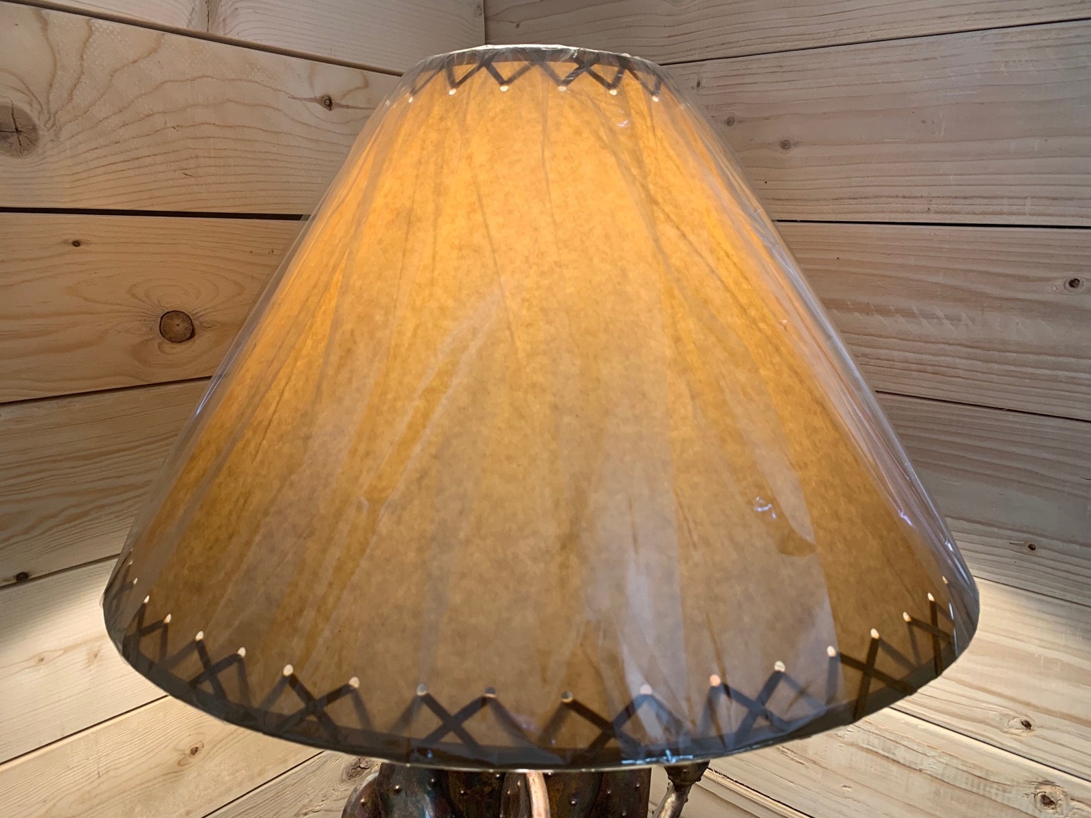 PAIR 2 Ea. Rustic Oiled Kraft Laced Lamp Shade 21 Etsy