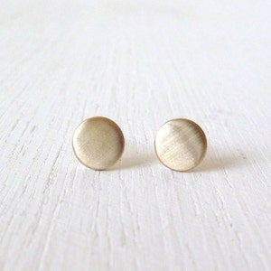 Modern Gold Dots Sterling Silver Stud Earrings Minimalist circular round dot ear studs simple everyday circles post earring gift ideas image 1