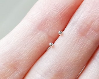 1mm pure silver fine 999 silver ear studs | super tiny small ball stud earrings | dainty effortless hypo-allergenic dot post earrings