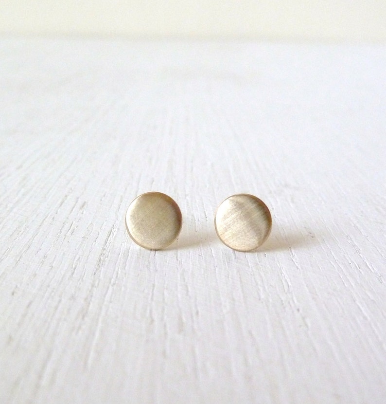 Modern Gold Dots Sterling Silver Stud Earrings Minimalist circular round dot ear studs simple everyday circles post earring gift ideas image 1