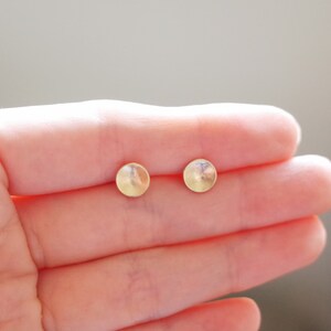 7mm Small Gold Concave Stud Earrings handmade hammered brass 925 sterling silver earring minimalist small dot earrings gold cup studs zdjęcie 5