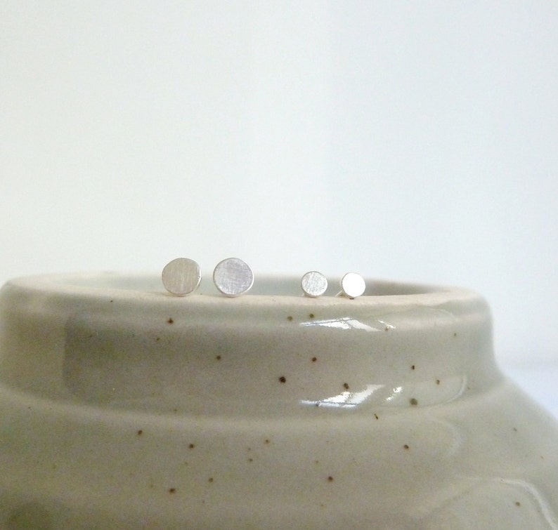 2mm 3mm Minimalist Tiny Dots Dot Sterling Silver Stud Earrings simple dainty ear studs post earrings everyday earrings image 3