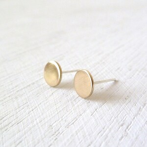 Modern Gold Dots Sterling Silver Stud Earrings Minimalist circular round dot ear studs simple everyday circles post earring gift ideas image 3