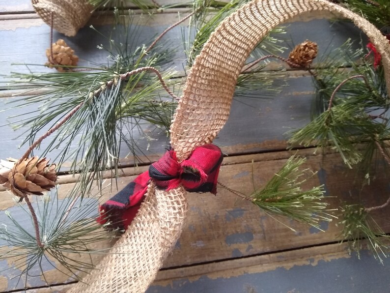 Burlap and Buffalo Plaid Christmas Garland Red and Black Etsy